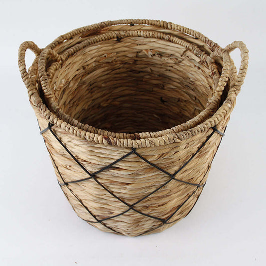 Nature grass Basket With Black Plastic String
