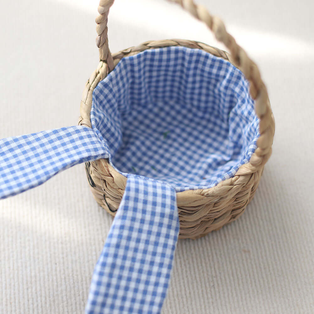Natural Straw Storage Basket Featuring Rabbit Ear Design