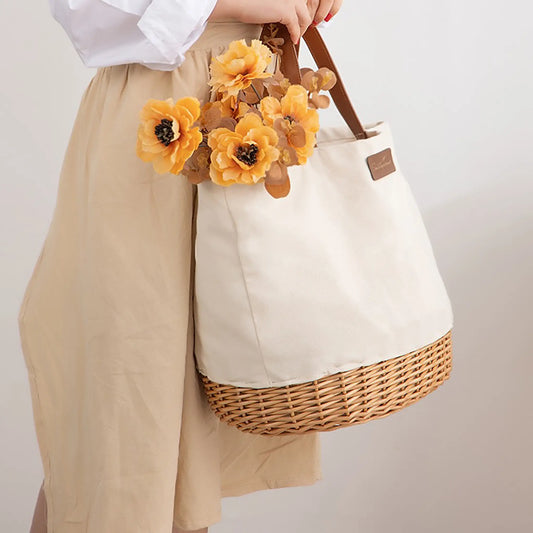 Woven Straw Purse with Adjustable Strap for Daily Use