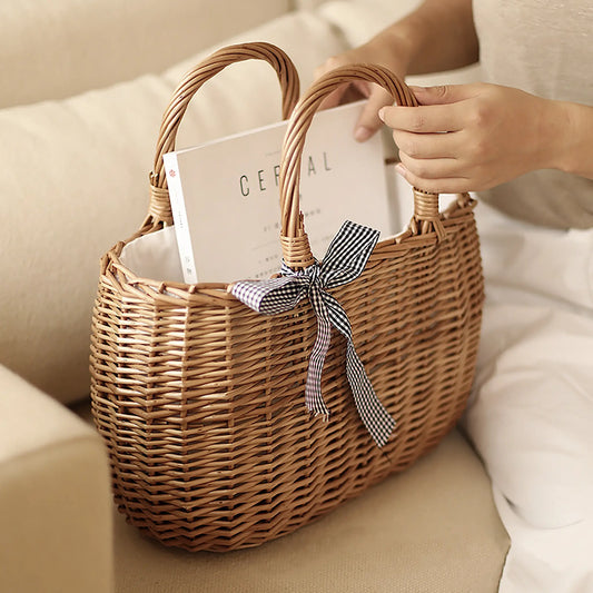 Handwoven Natural Straw Market Bag