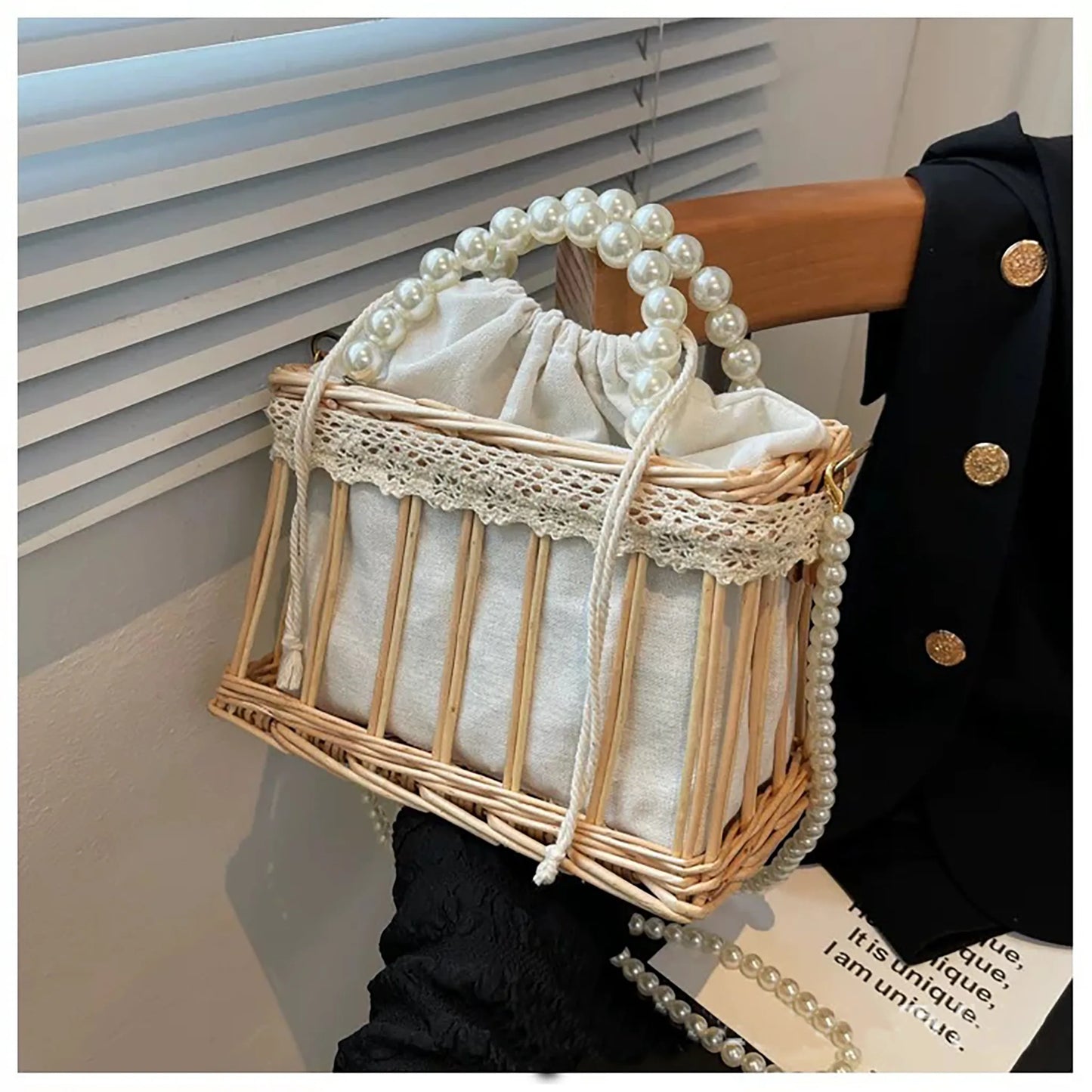 Woven Rattan Women's Handbag