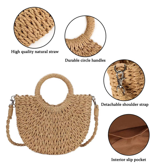 Rattan Bag with Wooden Handle