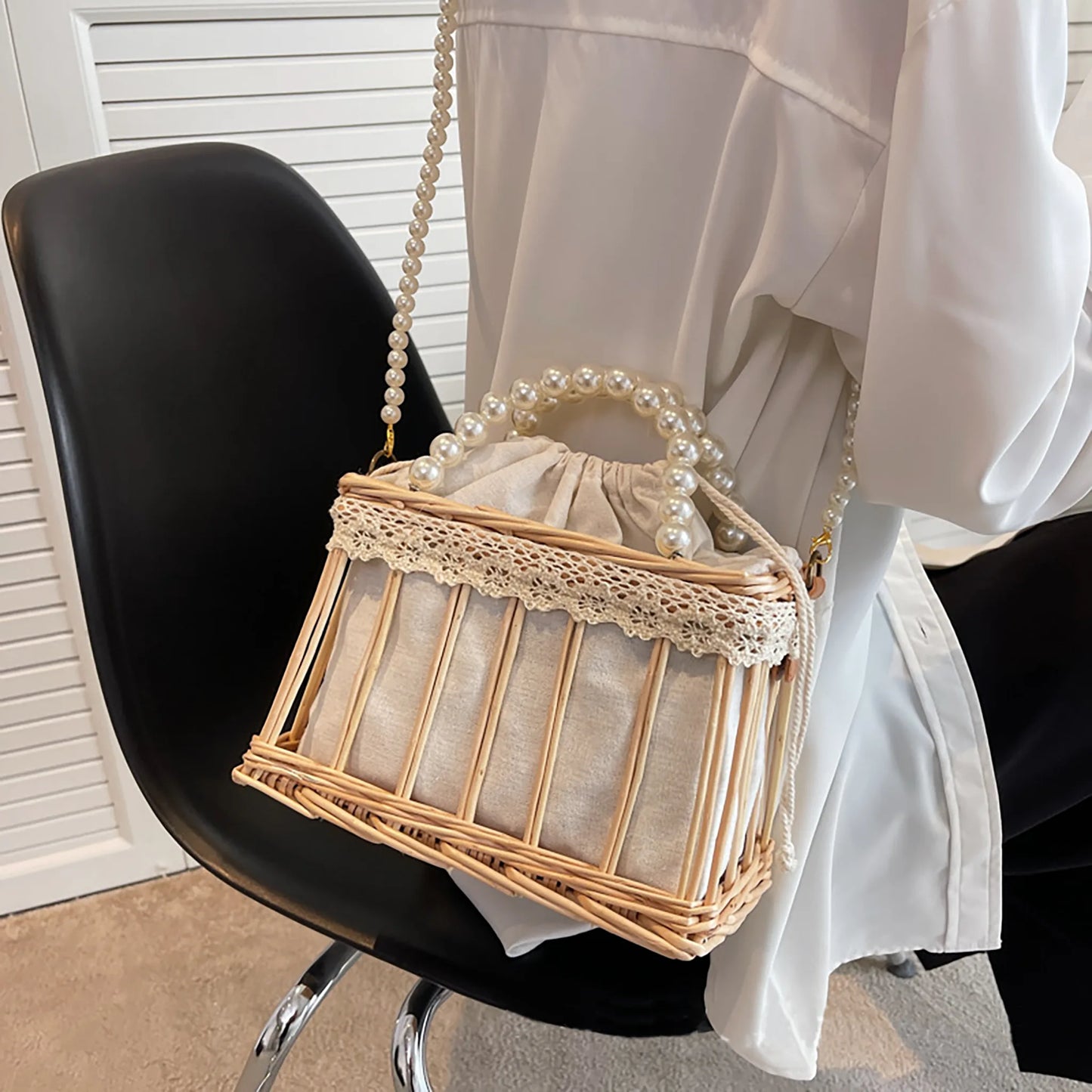 Woven Rattan Women's Handbag