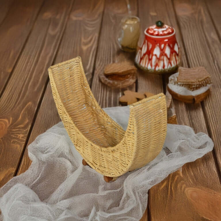 Crescent Moon Shape Rattan Ramadan Tray