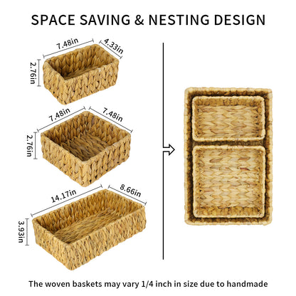 Water Hyacinth Storage Basket 3-Piece Set