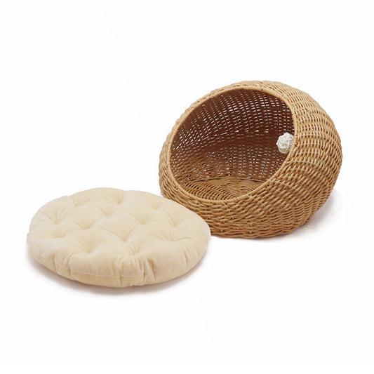 Washable Grass Woven Pet Bed