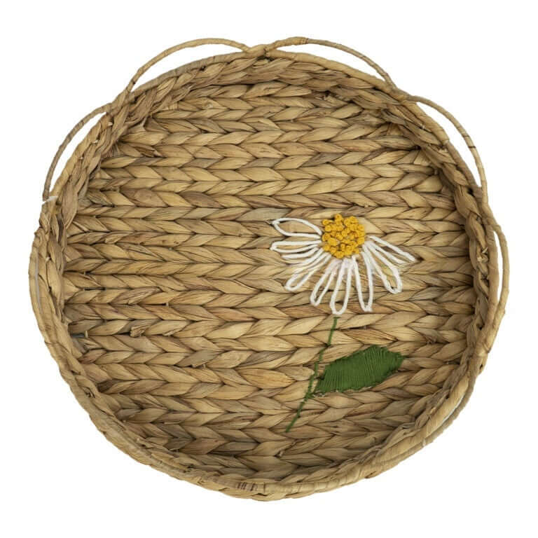 Scalloped Water Hyacinth Storage Tray 