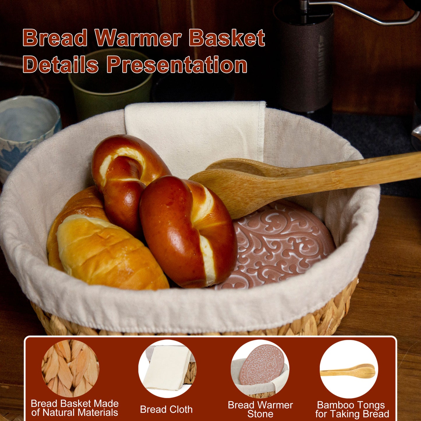 Bread Basket & Ceramic Plate Set, Color Box Packaging