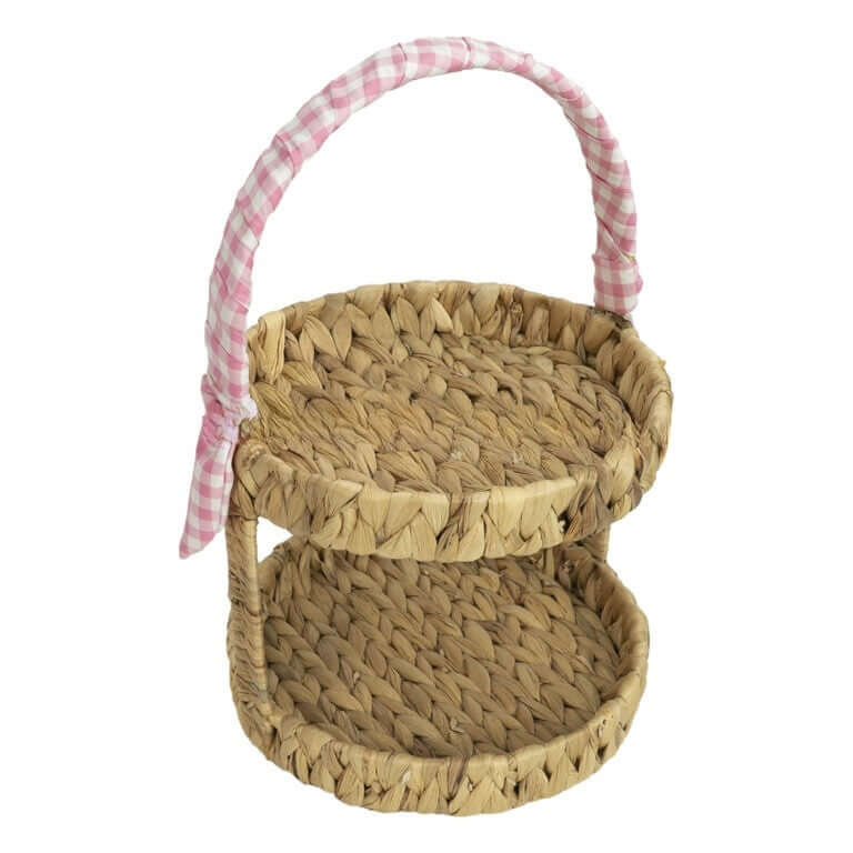 Water Hyacinth Two-Tier Wicker Tray